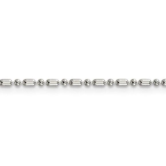 1.5mm Sterling Silver Solid Fancy Beaded Chain Necklace, 24 inch - Picture 4 of 8